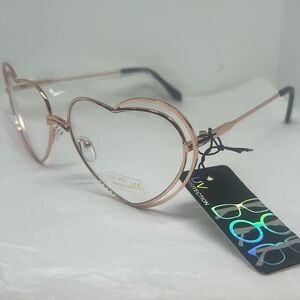 Rose Gold Heart-Shaped Clear Lens Glasses – UV Protection, Lightweight Frame